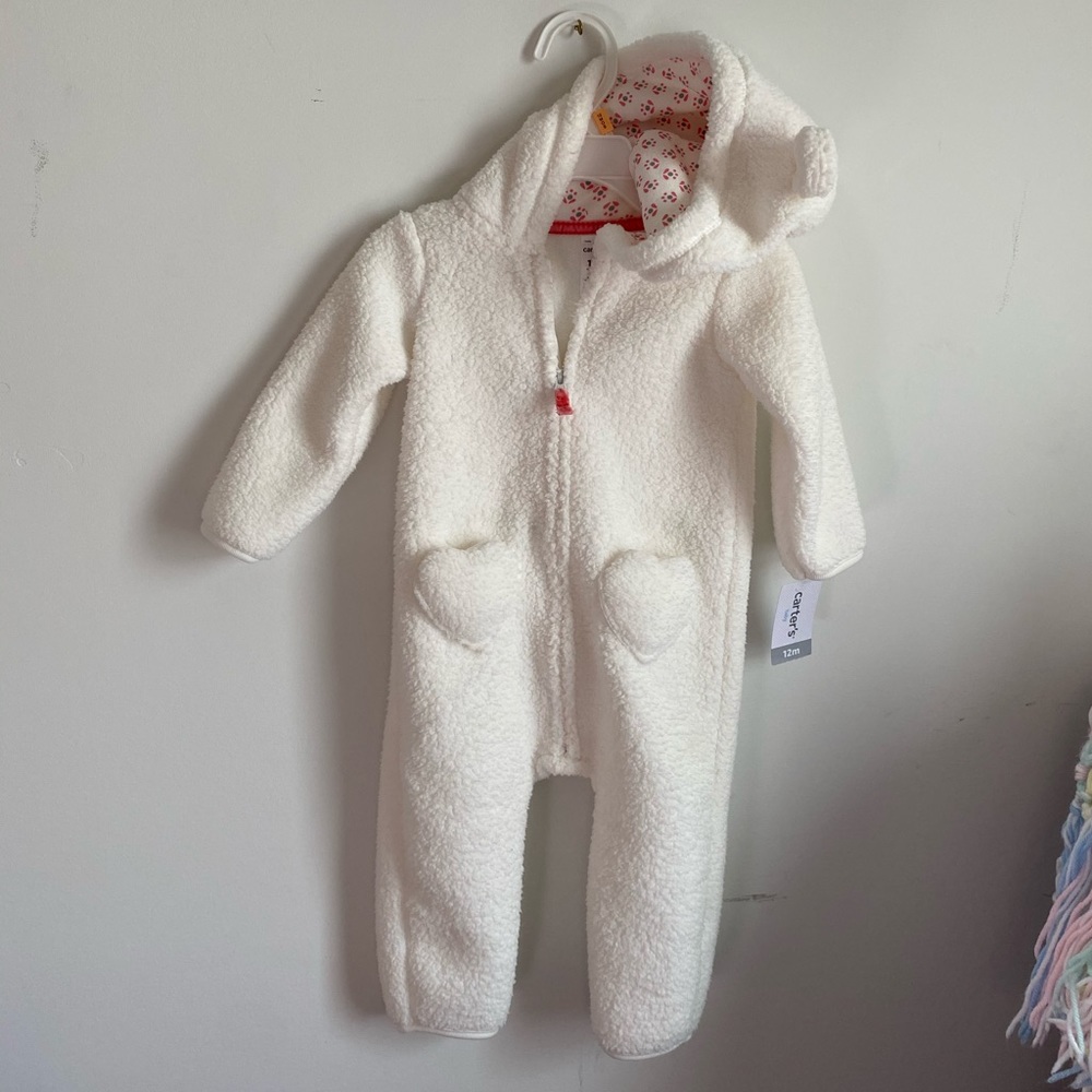 NEW Carter’s sherpa fleece w/ heart pockets! 12m